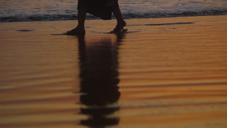 a relaxed walk across the iridescent shoreline at sunset - bangladesh