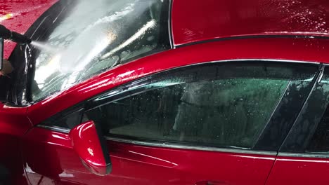 professional car wash in progress
