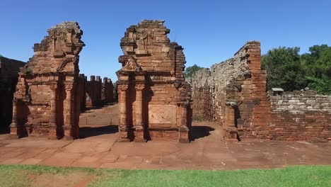 Aerial-view-Ruins-of-Jesuit-Building,-San-Ignacio-in-Misiones-