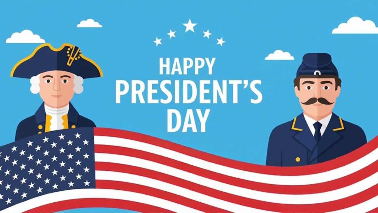 Happy Presidents Day Banner With Historical American Leaders