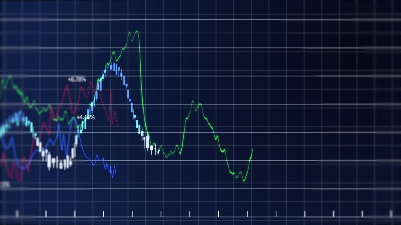 Animation of data processing over blue background