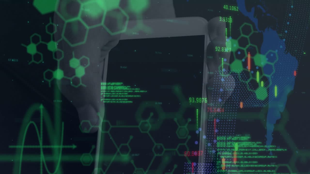 animación del procesamiento de datos financieros a través de terminales de pago