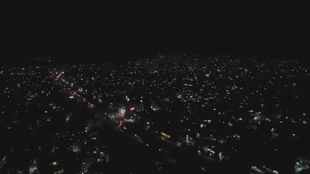 Nighttime footage of Kathmandu during the Gen-Z protest on Sept 9, 2025. Streets lit with city lights as demonstrations and unrest highlight political turmoil in Nepal’s capital