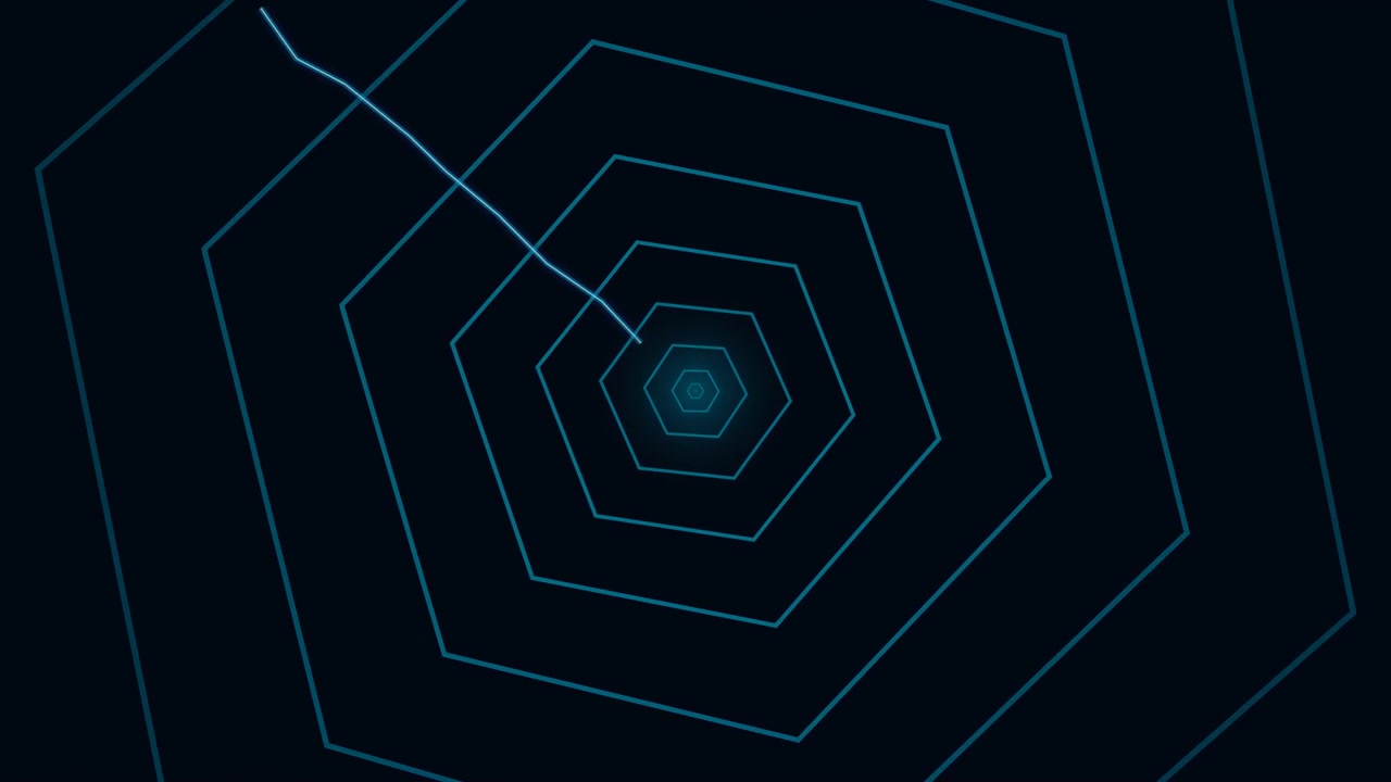Abstract Digital Hexagon Tunnel with Pulsing Light Lines
