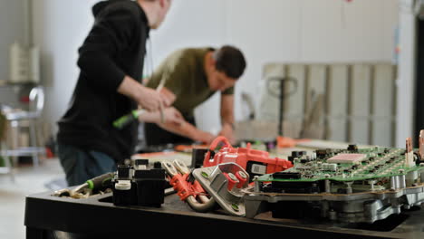 electric vehicle battery repair in a workshop