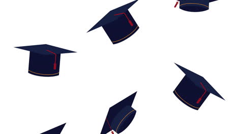 graduation animation with hats pattern