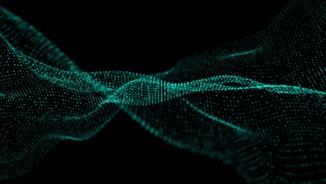 4k, data movements of dust particles floating in infinity, seamless loop. technology digital wave background concept.beautiful motion waving dots texture with glowing defocused particles. cyber or technology background. blue color
