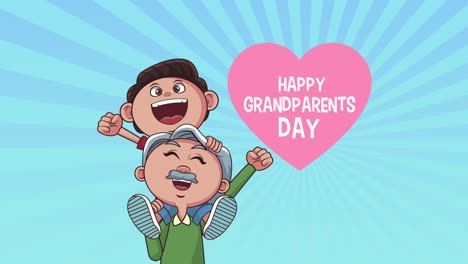 happy grandparents day lettering with grandfather and boy