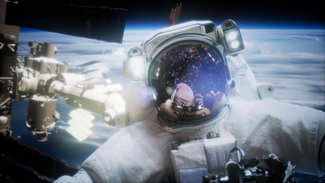 Astronauta in passeggiata spaziale. Elementi di questa immagine forniti dalla NASA