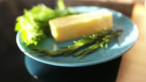 piece of cheese with herbs