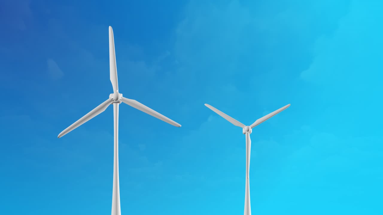 Loop animation of wind turbines futuristic technology concept future of power and technology wind