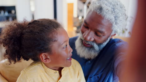 face, happy and selfie of kid with grandfather