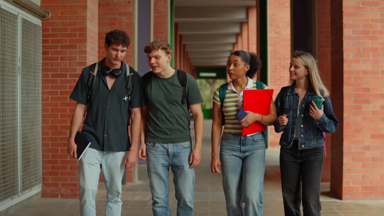 캠퍼스에서 고 있는 학생들의 그룹