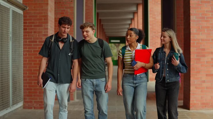Group of Students Walking on Campus