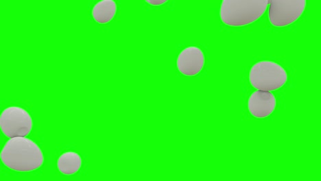 boiled eggs falling on green screen with alpha matte 4k