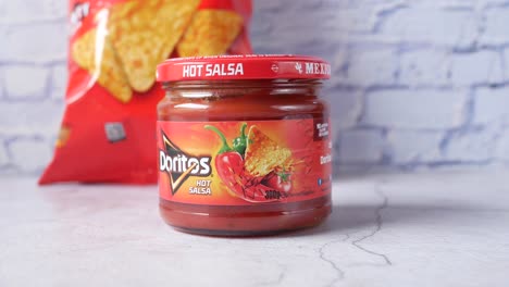 doritos hot salsa jar and chips