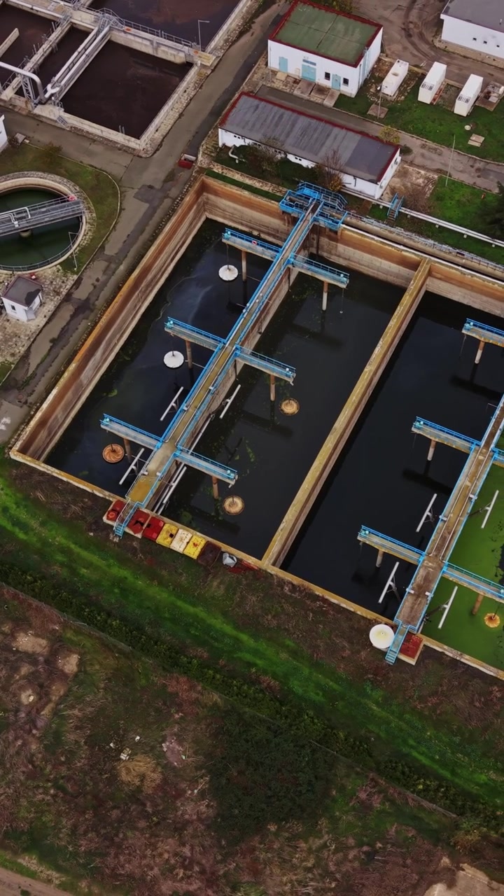 Advanced wastewater treatment facility showcasing multiple processing units