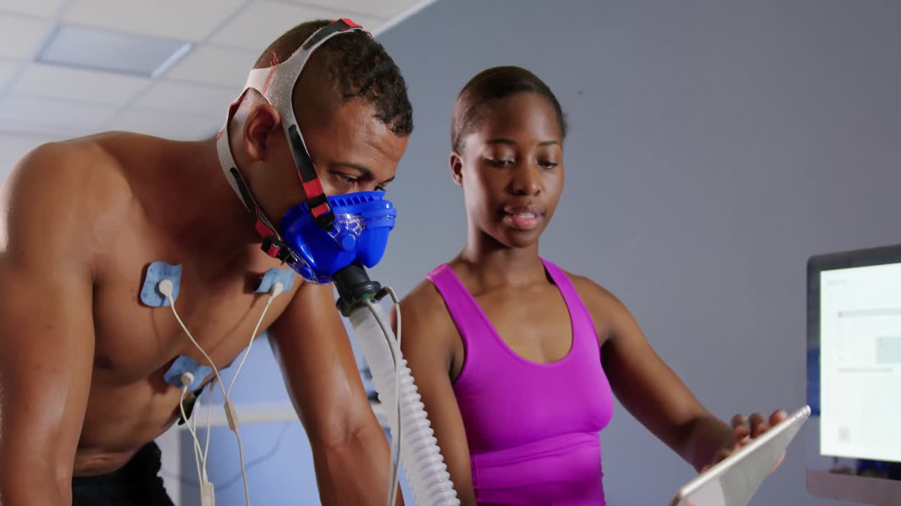Cyclist using metabolic gas analyser