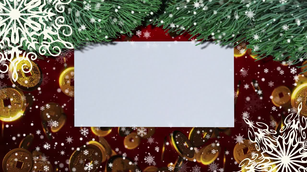 fondo de navidad sin costuras con ramas de abeto, copos de nieve. espacio de copia