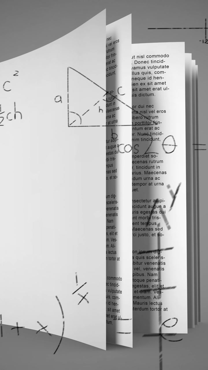 Mathematical equations against open book