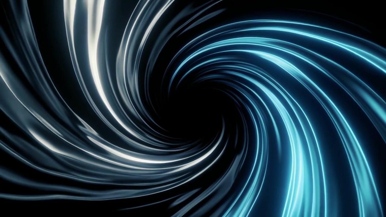 Dynamic Blue and White Glowing Spiral Lines Abstract Background