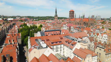 aerial view of old town in gdansk showing basilica of st