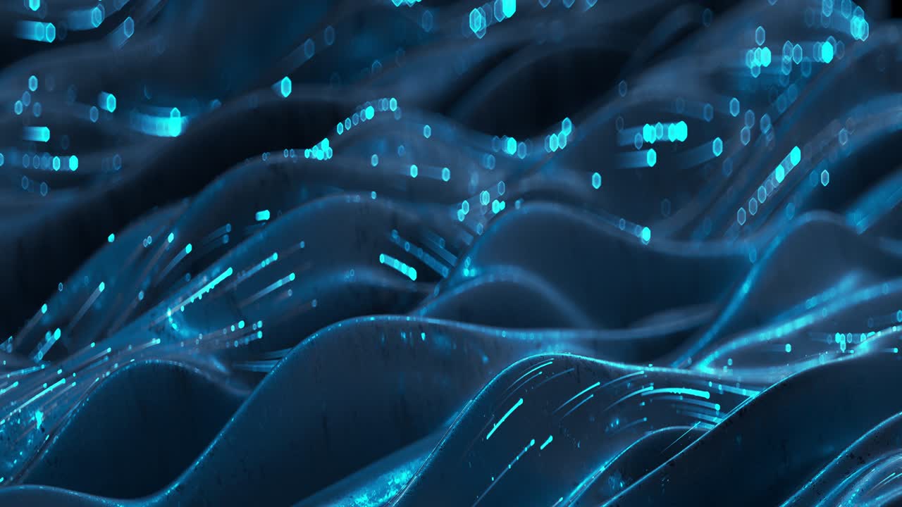 Glowing blue light lines wave seamless loop 3D render animation