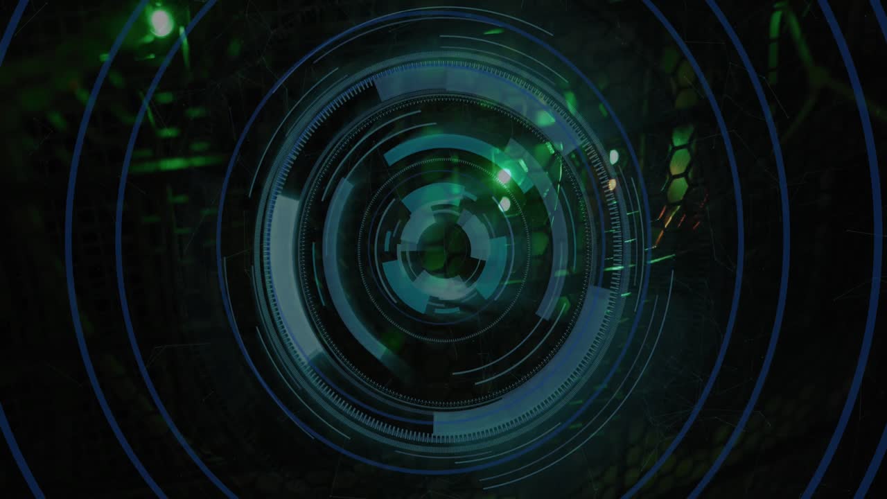 Animation of scope scanning and data processing over server room