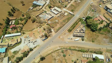 Birdseye-aerial-view-of-Loitokitok-kenya,-shanty-poor-neighborhood-of-Nairobi-suburbs,-Kenya