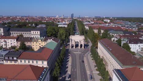 amazing aerial top view flight victory gate city town munich germany bavarian, summer sunny blue sky day 23