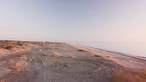almeria natural beach filming with drone flying fast