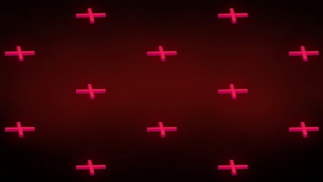 Animation-of-red-cross-icons-repeated-on-red-background