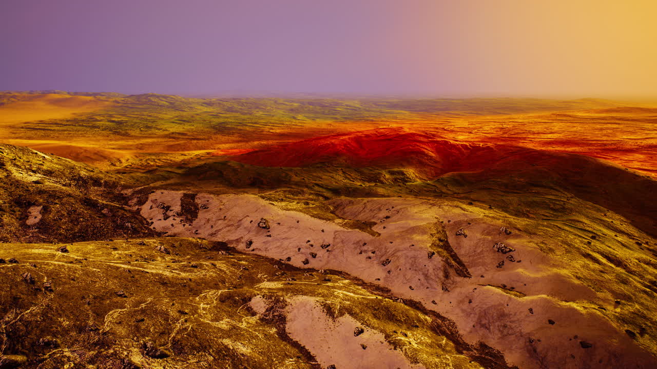 안개가 많은 아침에 무지개 산