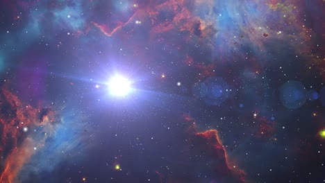 el vuelo a través del campo de estrellas y nebulosas cósmicas