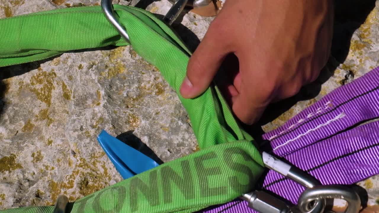 preparación de la cuerda slackline