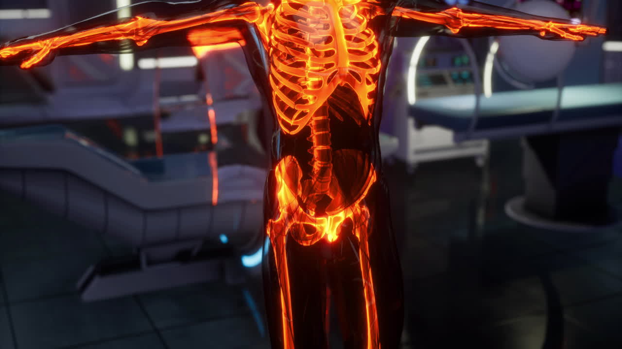 Virtual skeleton representation in a futuristic medical setting