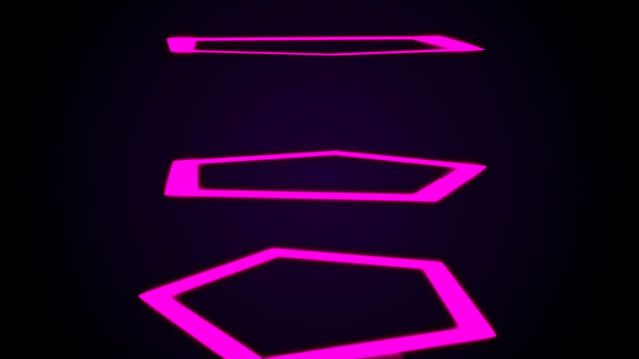 블랙 스페이스에서 추상적인 네온 다각형, 3d 렌더링 배경, 컴퓨터 생성