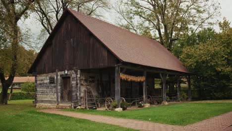 traditional croatian barn with weathered wood, kumrovec, croatia