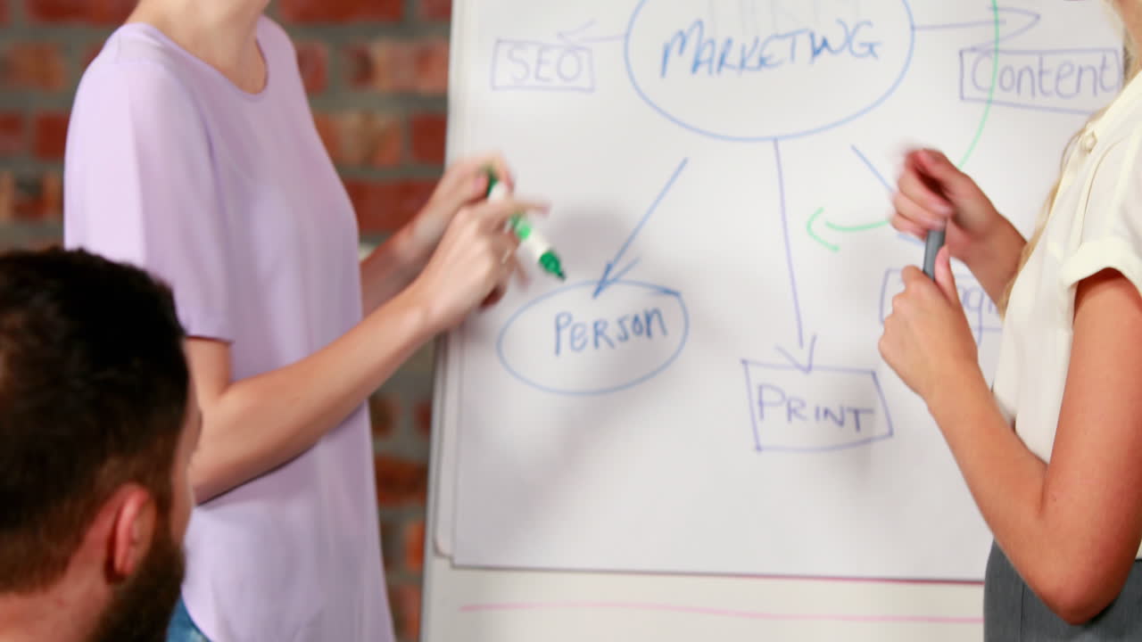 equipo de negocios casuales haciendo una lluvia de ideas juntos