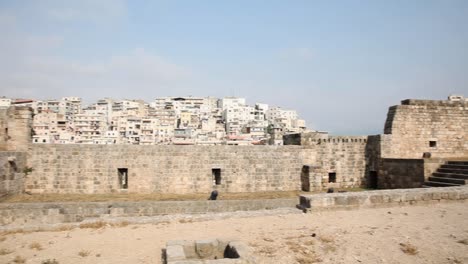 Panorama-Of-Historic-Tripoli-Castle-On-Hilltop-In-Tripoli,-Lebanon