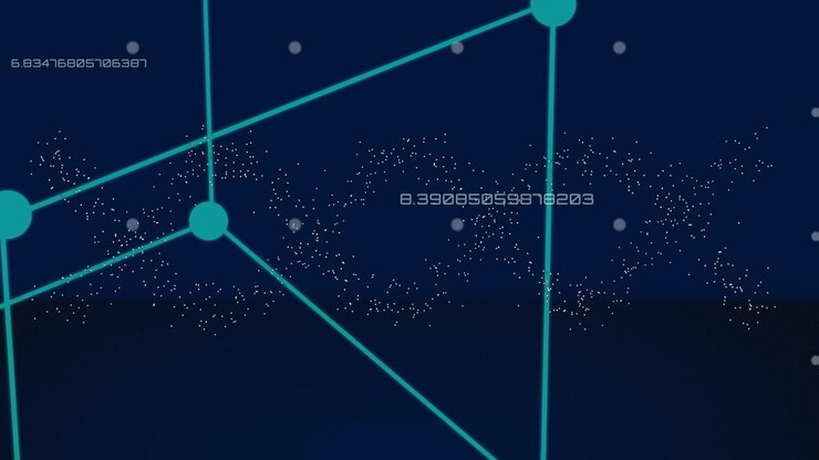 Animation of data processing and shapes over white spots