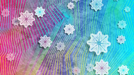 geometric holographic christmas motion background with snowflakes