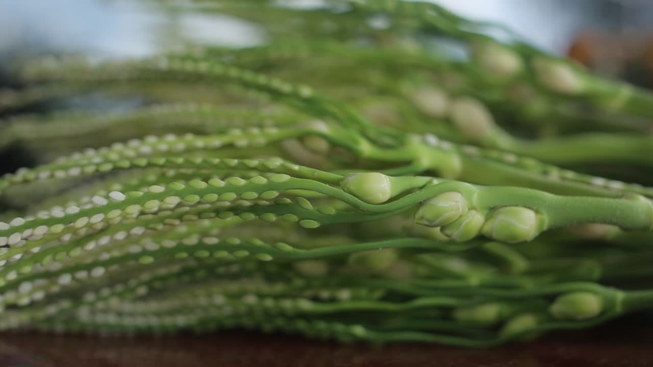 primer plano de arecanut flores sobre la mesa