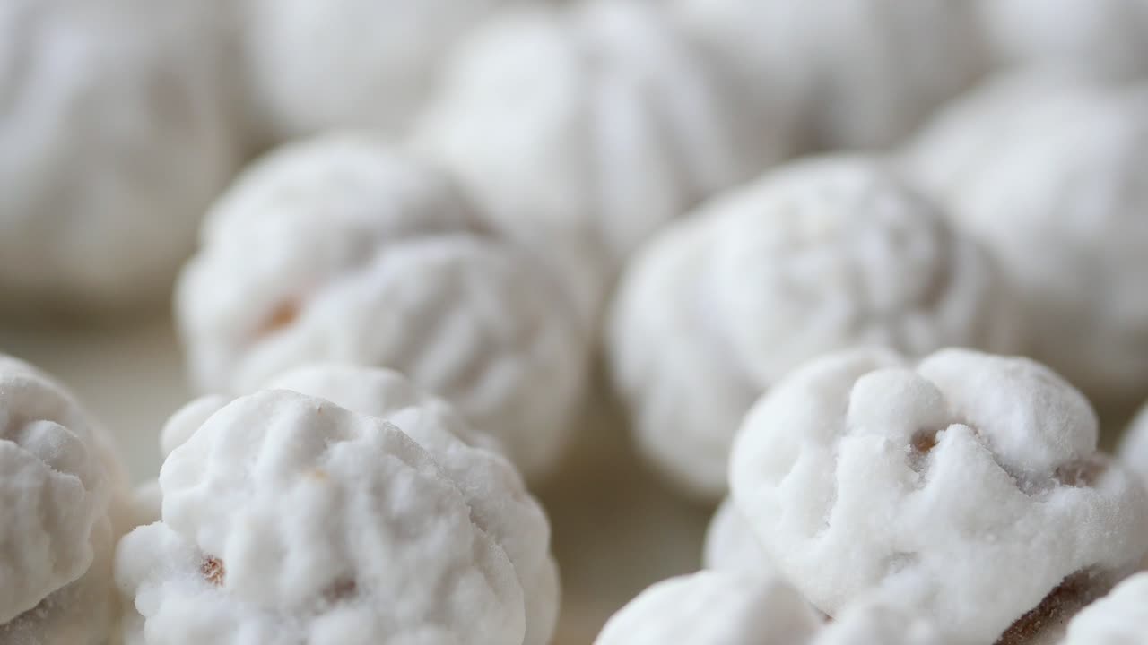 설탕이 들어있는 견과류의 클로즈업