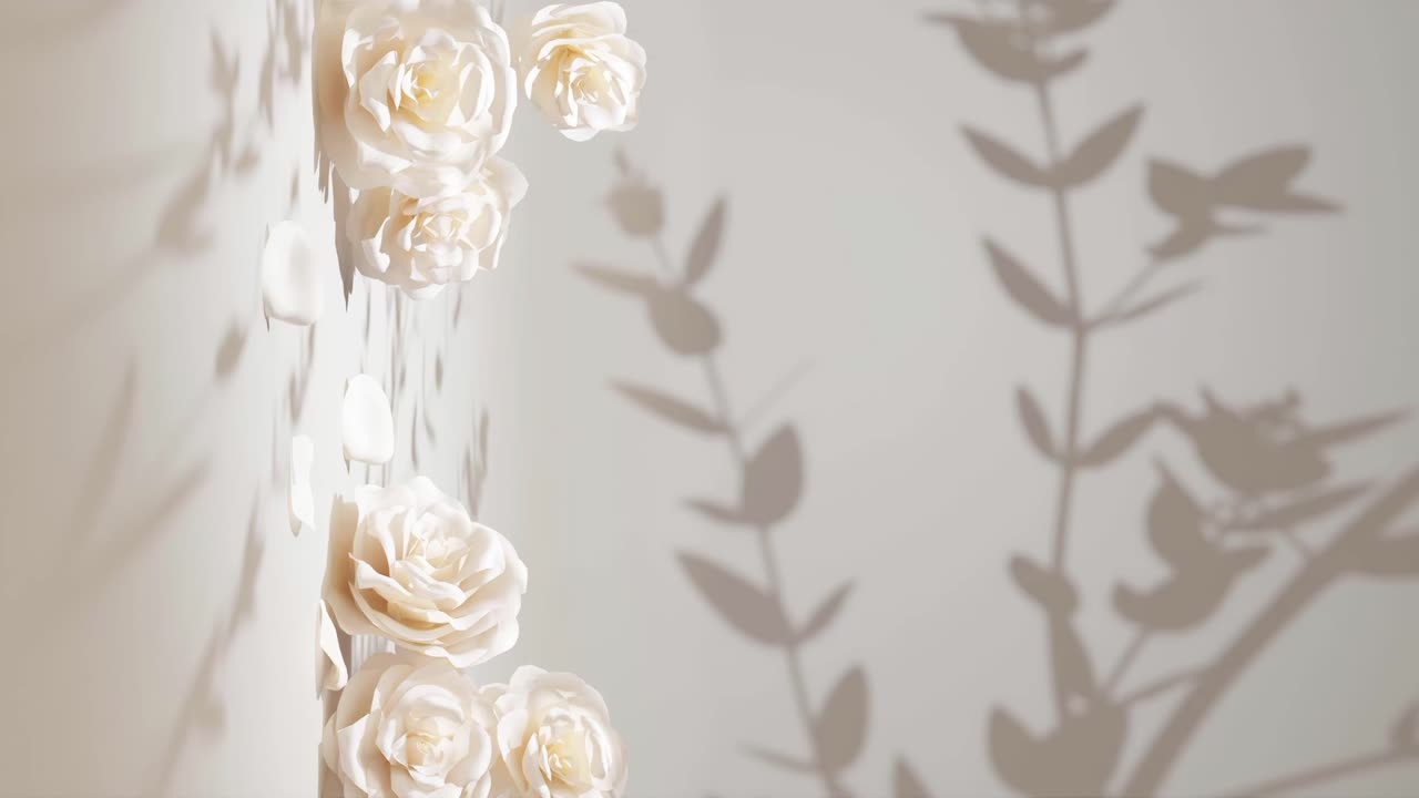 하 바탕에 부드러운 꽃 사랑 우아한 수직