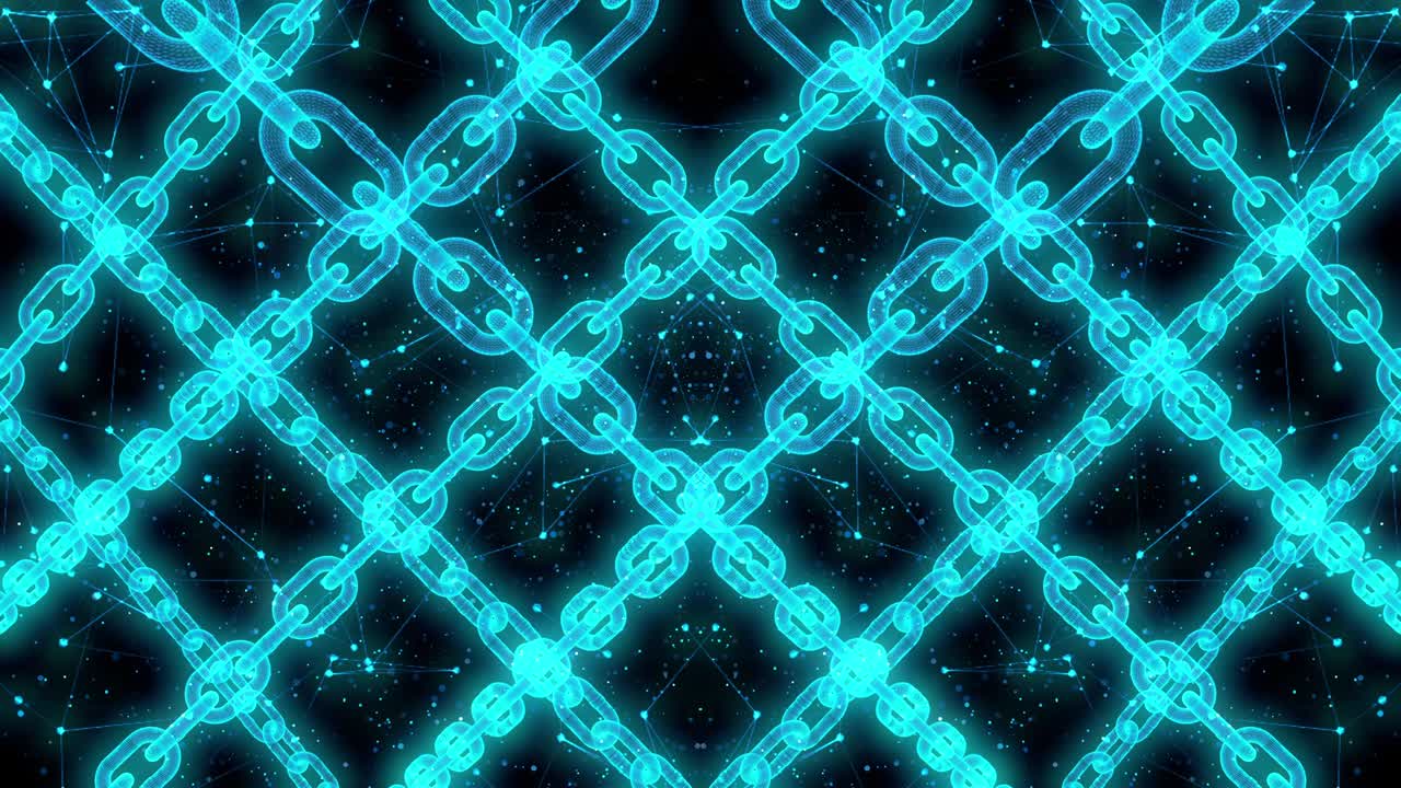 animación de bucle de tecnología de enlace de cadena de bloques de hologramas