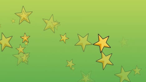 animación de estrellas doradas de navidad cayendo sobre un fondo verde