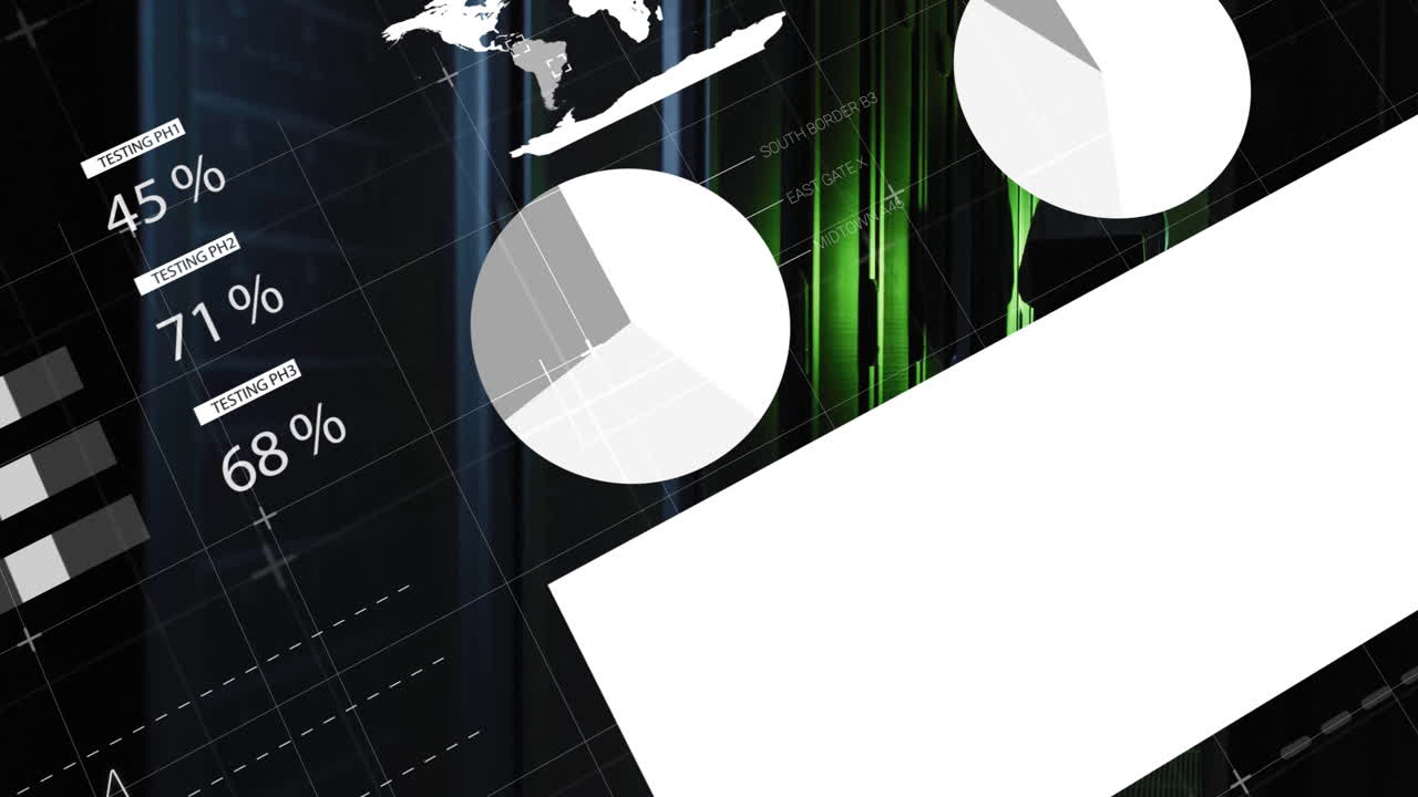 анимация обработки данных над азиатским мужчиной ит-инженером компьютерными серверами