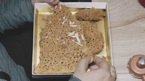 Children Enjoying Delicious Honeycomb Cake