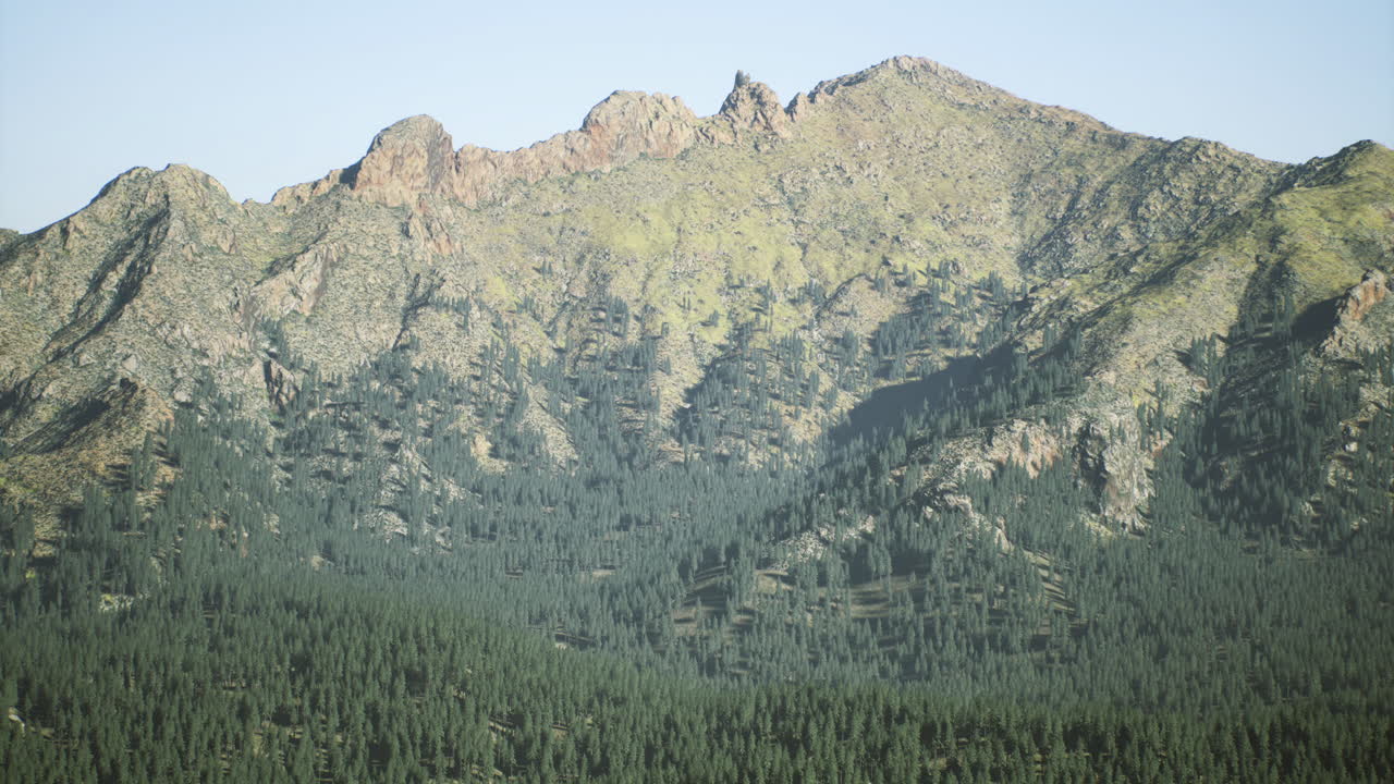 Majestic mountain range with lush forest in serene natural landscape